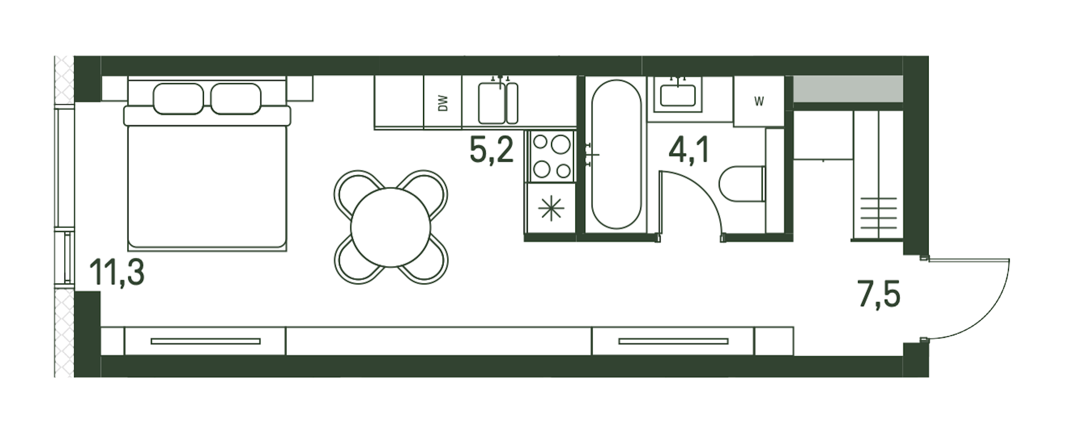Студия 28 м2 в ЖК Moments корпус null этаж 6