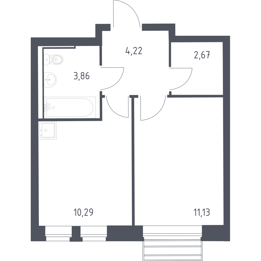 1-комнатная 31 м2 в ЖК Рублёвский Квартал корпус null этаж 5