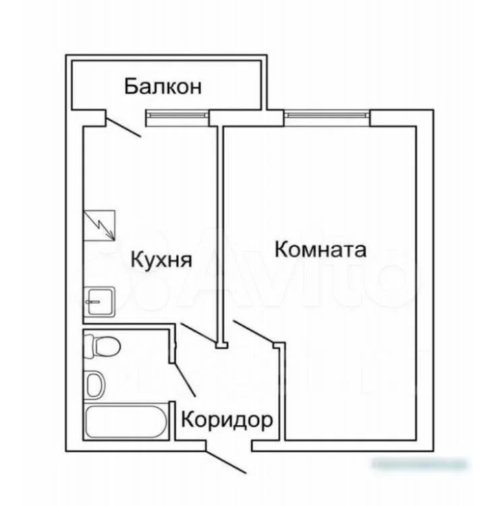 1-комнатная 38 м2 в ЖК undefined корпус null этаж 3