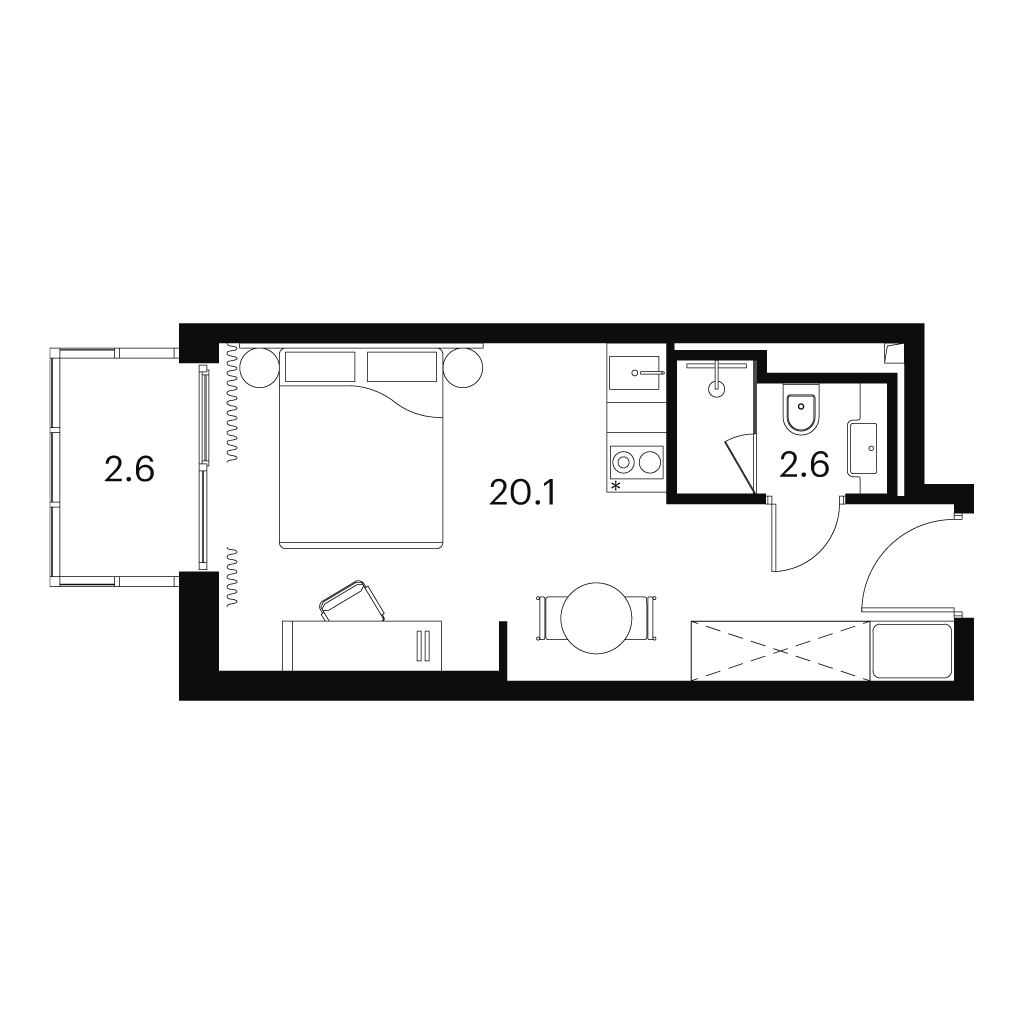 1-комнатная 25 м2 в ЖК Аквилон SIGNAL корпус null этаж 21