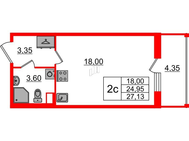 Студия 24 м2 в ЖК Бионика Заповедная корпус null этаж 2
