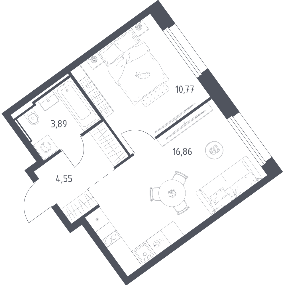 1-комнатная 36 м2 в ЖК Литературный Квартал корпус null этаж 12