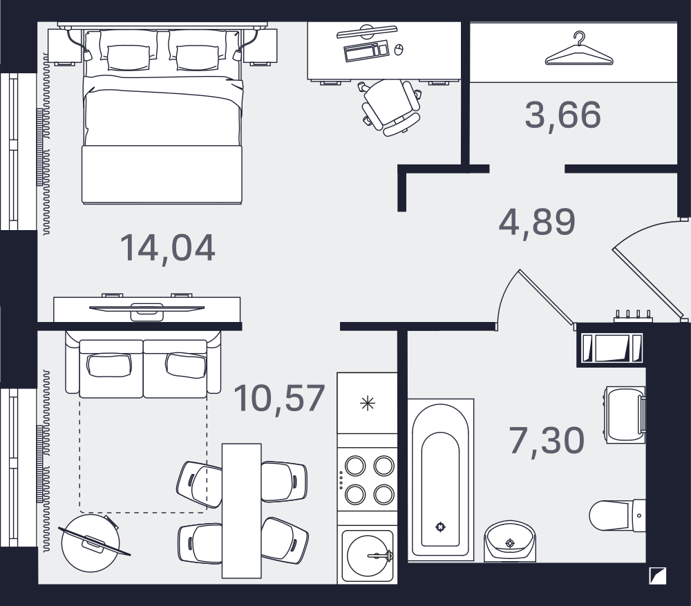 1-комнатная 40 м2 в ЖК Про.Молодость корпус null этаж 15