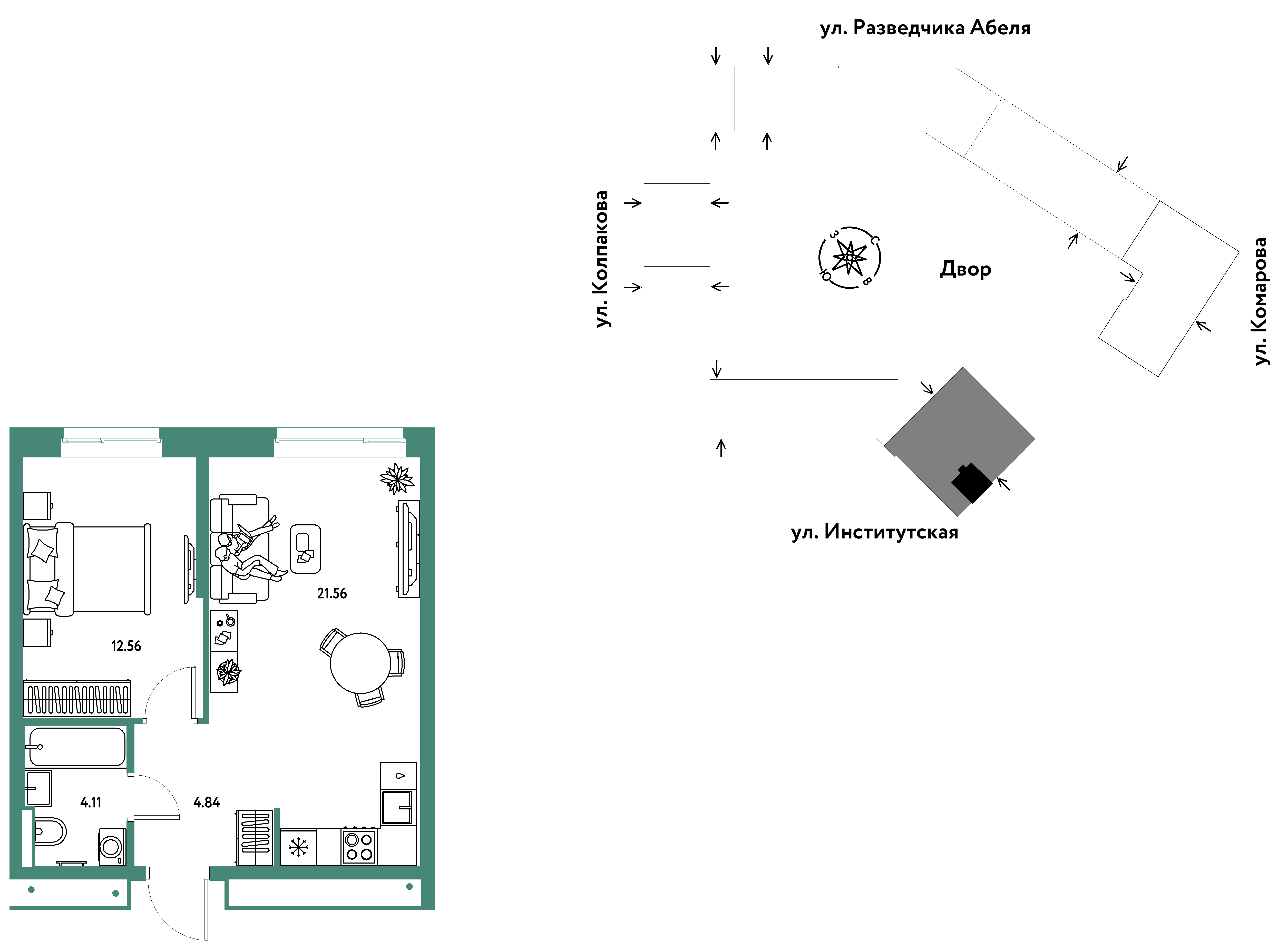 Студия 43 м2 в ЖК Страна.Парковая корпус null этаж 16