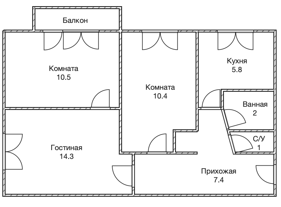 3-комнатная 52.7 м2 в ЖК undefined корпус null этаж 5