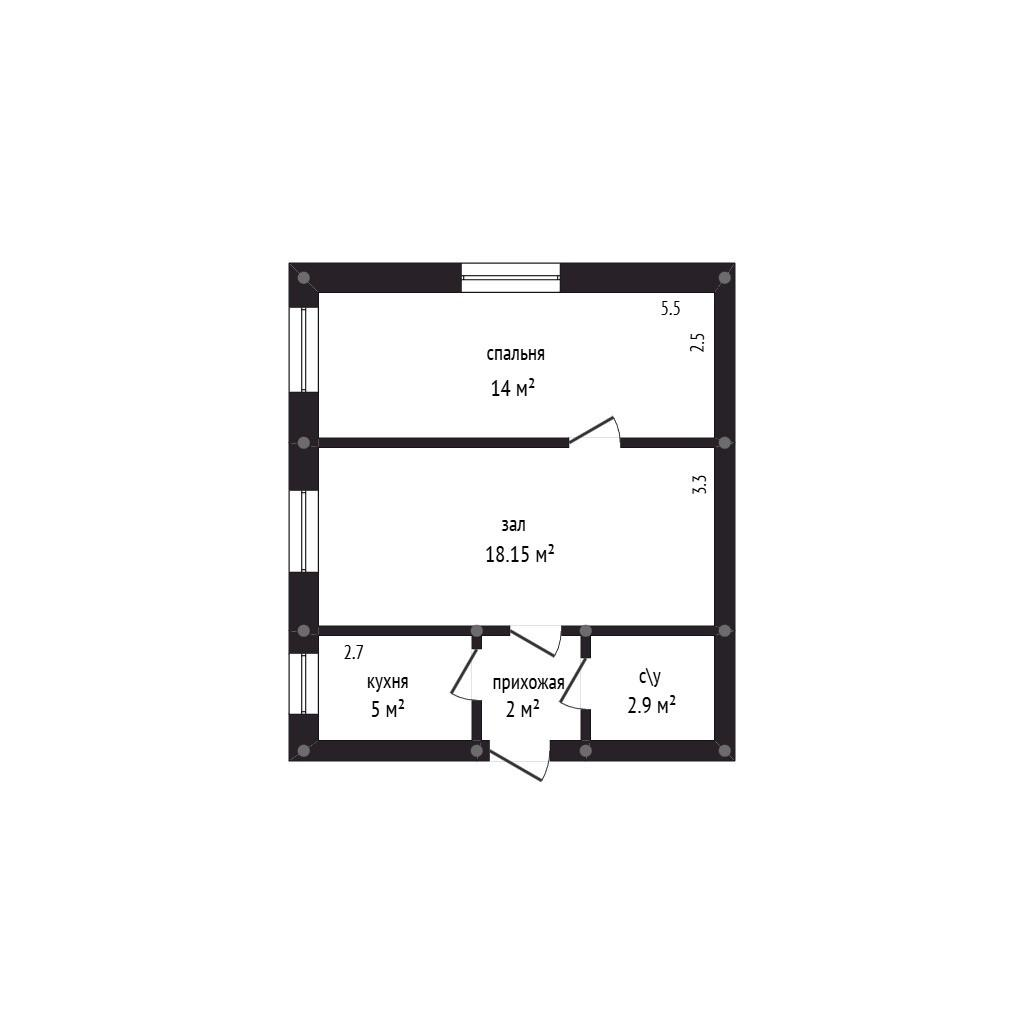 2-комнатная 44 м2 в ЖК undefined корпус null этаж 1