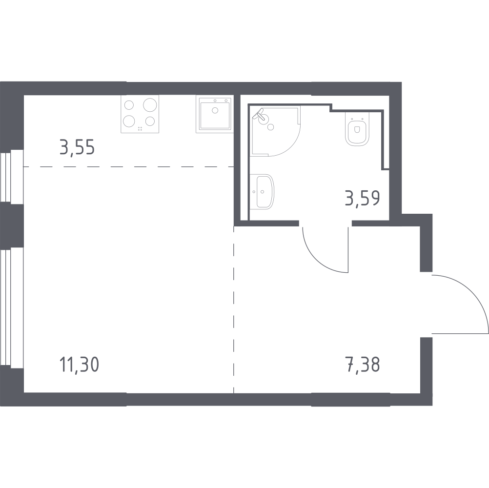 Студия 26 м2 в ЖК Остафьево корпус null этаж 14
