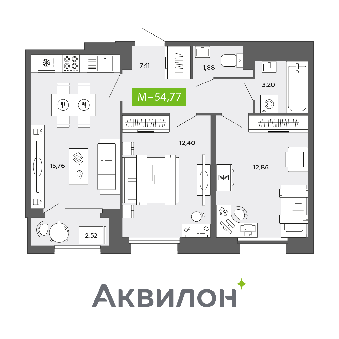 Студия 54 м2 в ЖК Аквилон CITY Towers корпус null этаж 13