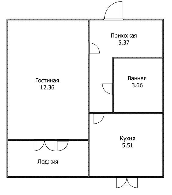 1-комнатная 30 м2 в ЖК undefined корпус null этаж 8