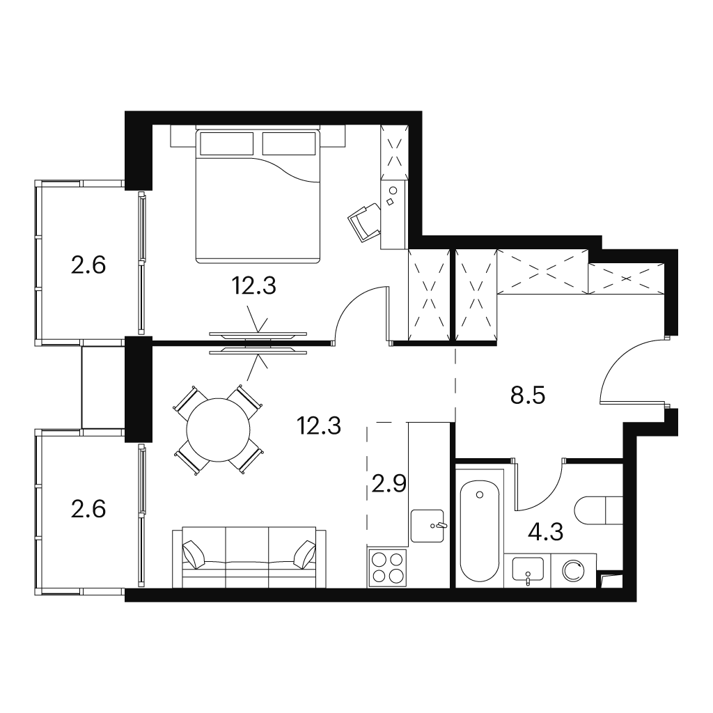 Студия 45 м2 в ЖК Аквилон SIGNAL корпус null этаж 8