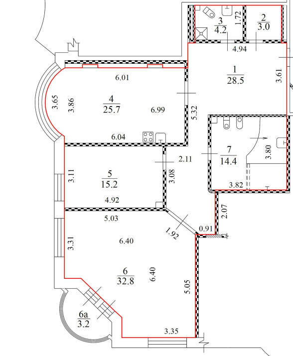 3-комнатная 123.8 м2 в ЖК undefined корпус null этаж 3