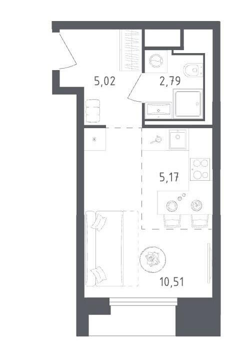 Студия 23.5 м2 в ЖК undefined корпус null этаж 18