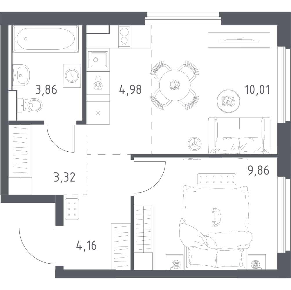 Студия 36 м2 в ЖК Донские Легенды корпус null этаж 2