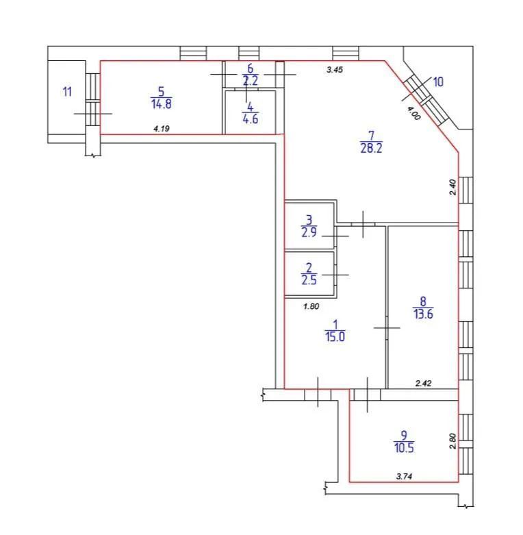 3-комнатная 94.3 м2 в ЖК undefined корпус null этаж 2