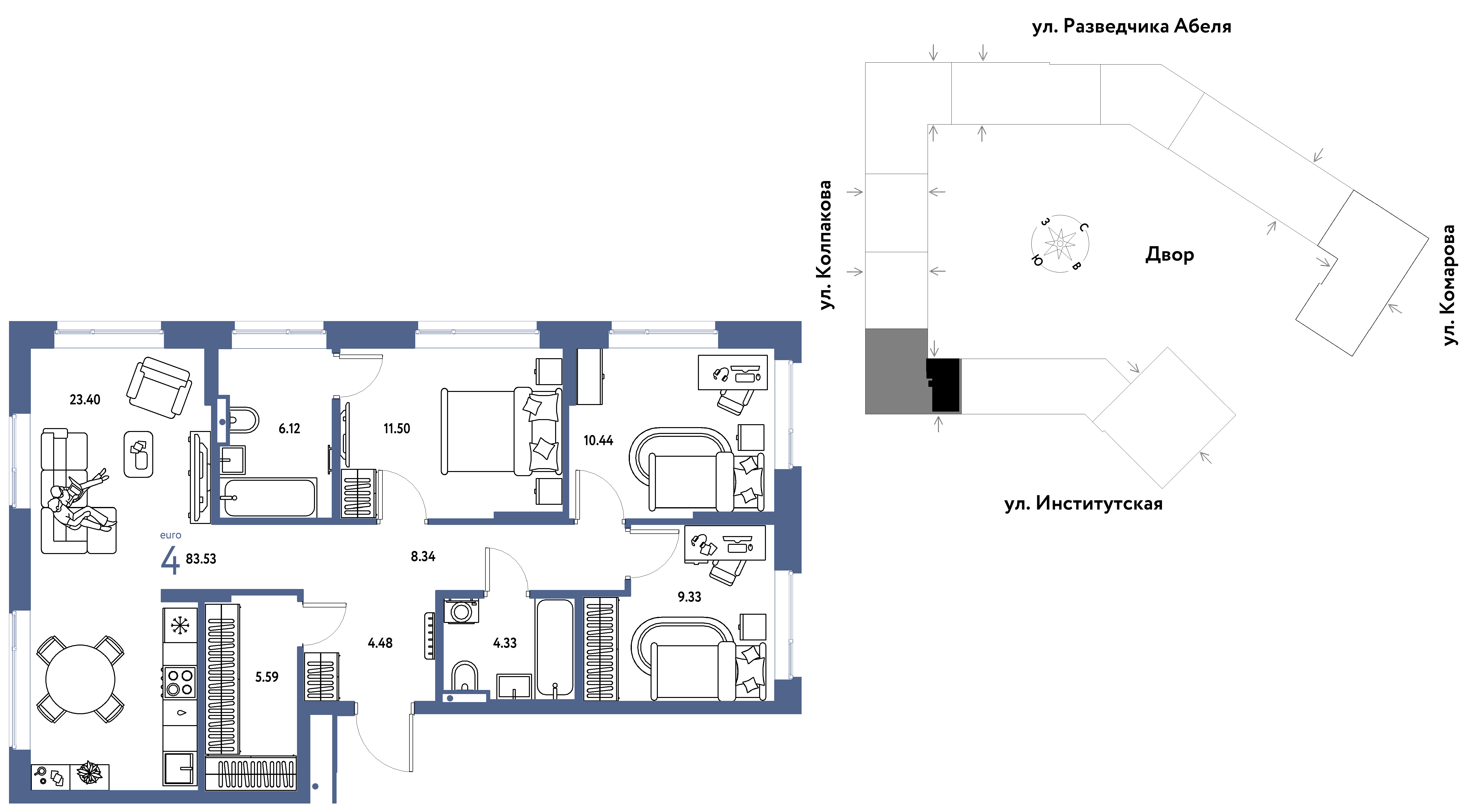 Студия 83 м2 в ЖК Страна.Парковая корпус null этаж 12