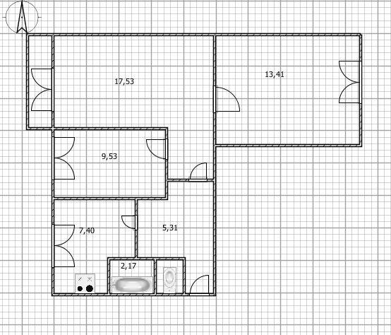 3-комнатная 56.8 м2 в ЖК undefined корпус null этаж 2