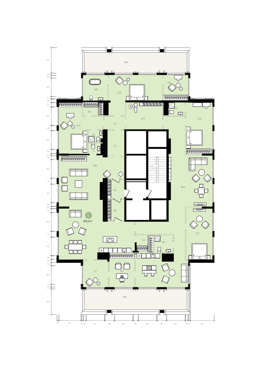 5-комнатная 479 м2 в ЖК На Декабристов корпус null этаж 23