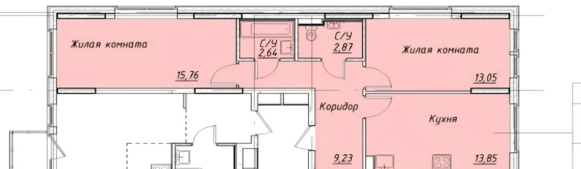 2-комнатная 57.4 м2 в ЖК undefined корпус null этаж 6