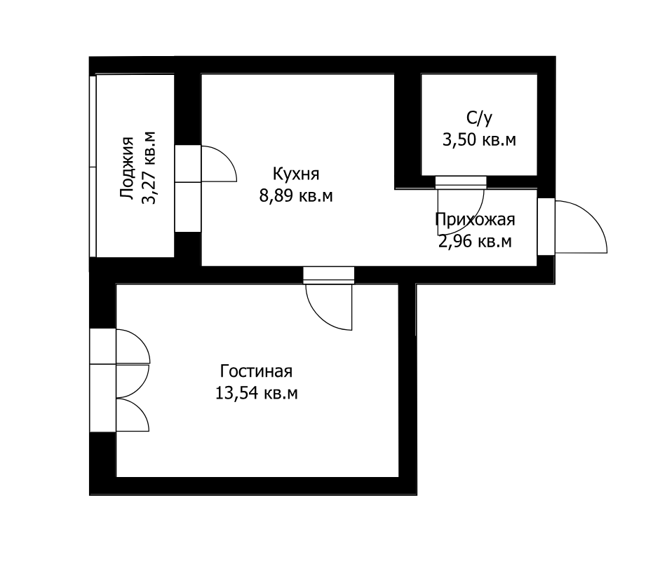 1-комнатная 30.5 м2 в ЖК undefined корпус null этаж 3
