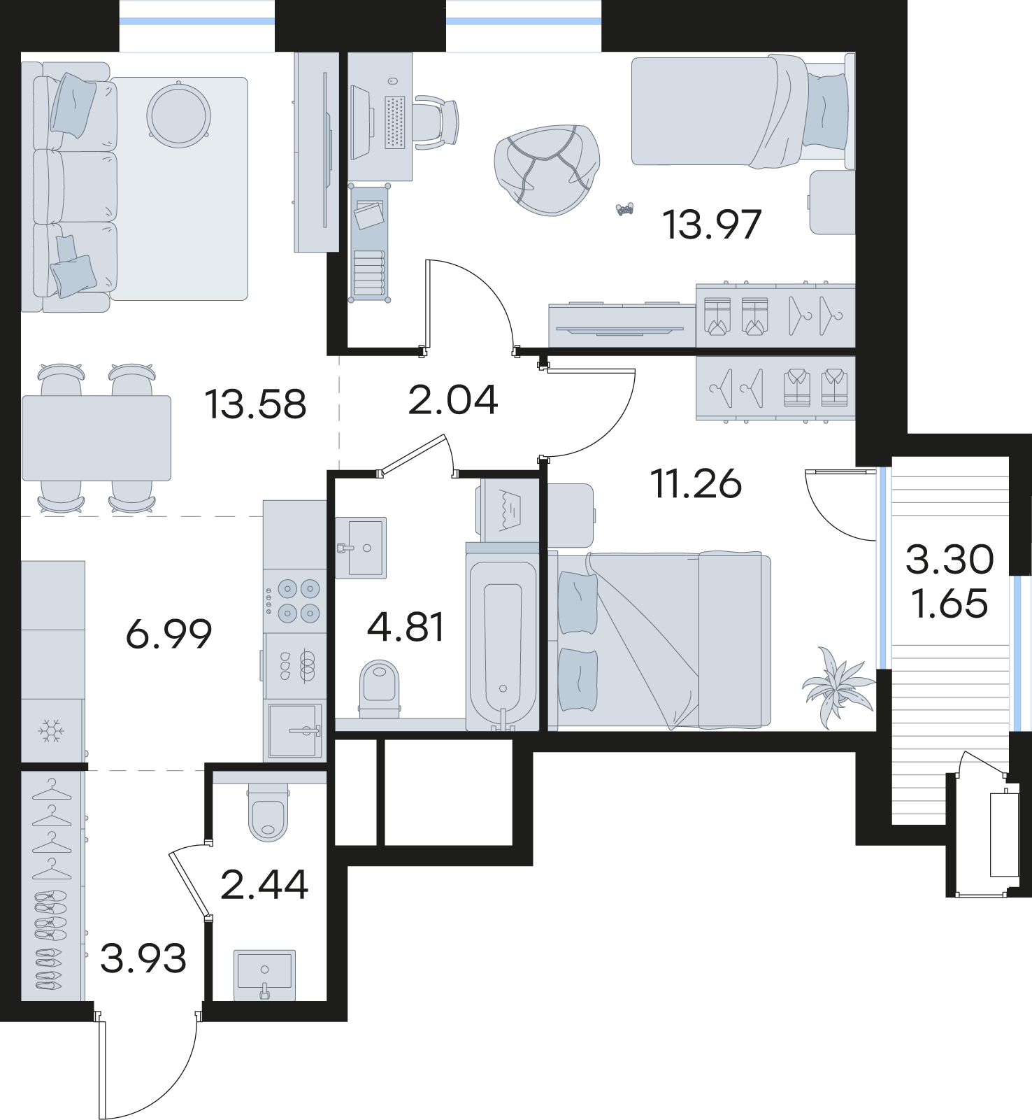 2-комнатная 60 м2 в ЖК Статус на Черниговской корпус null этаж 20