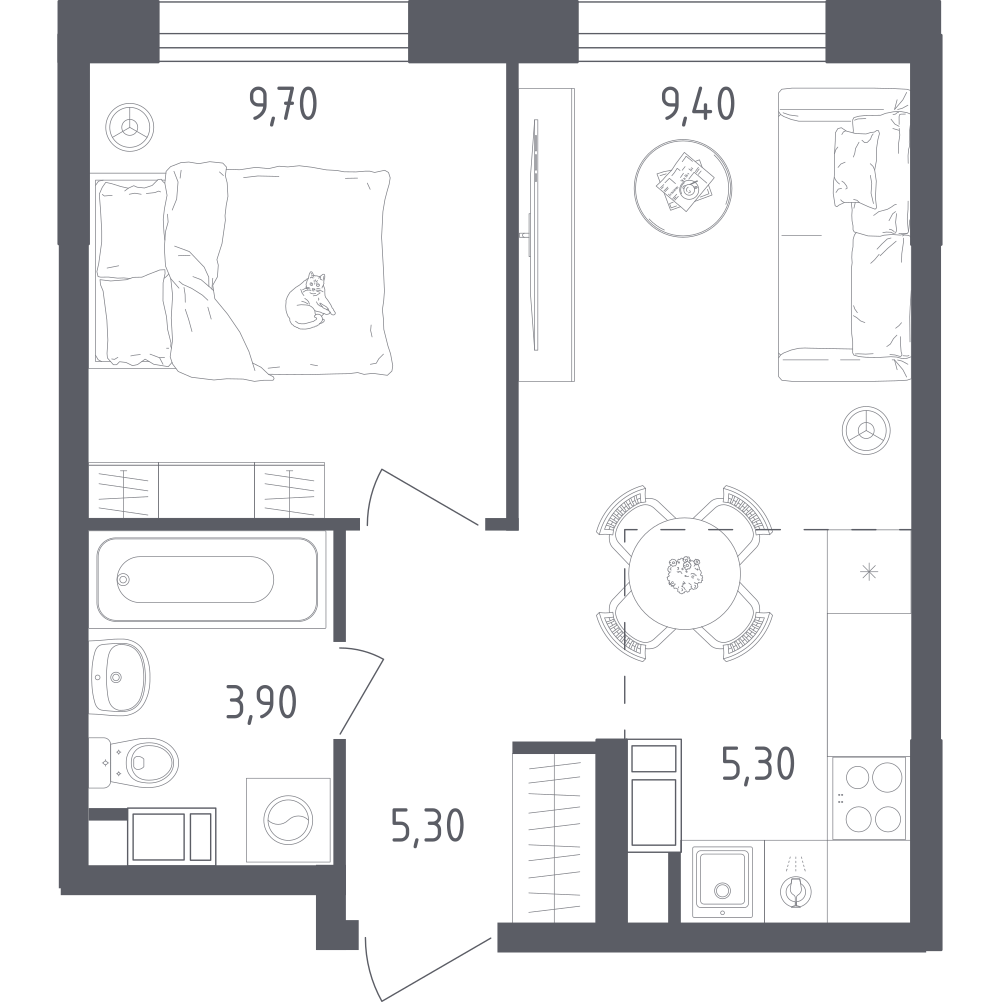 Студия 33 м2 в ЖК Ольховый Квартал корпус null этаж 9