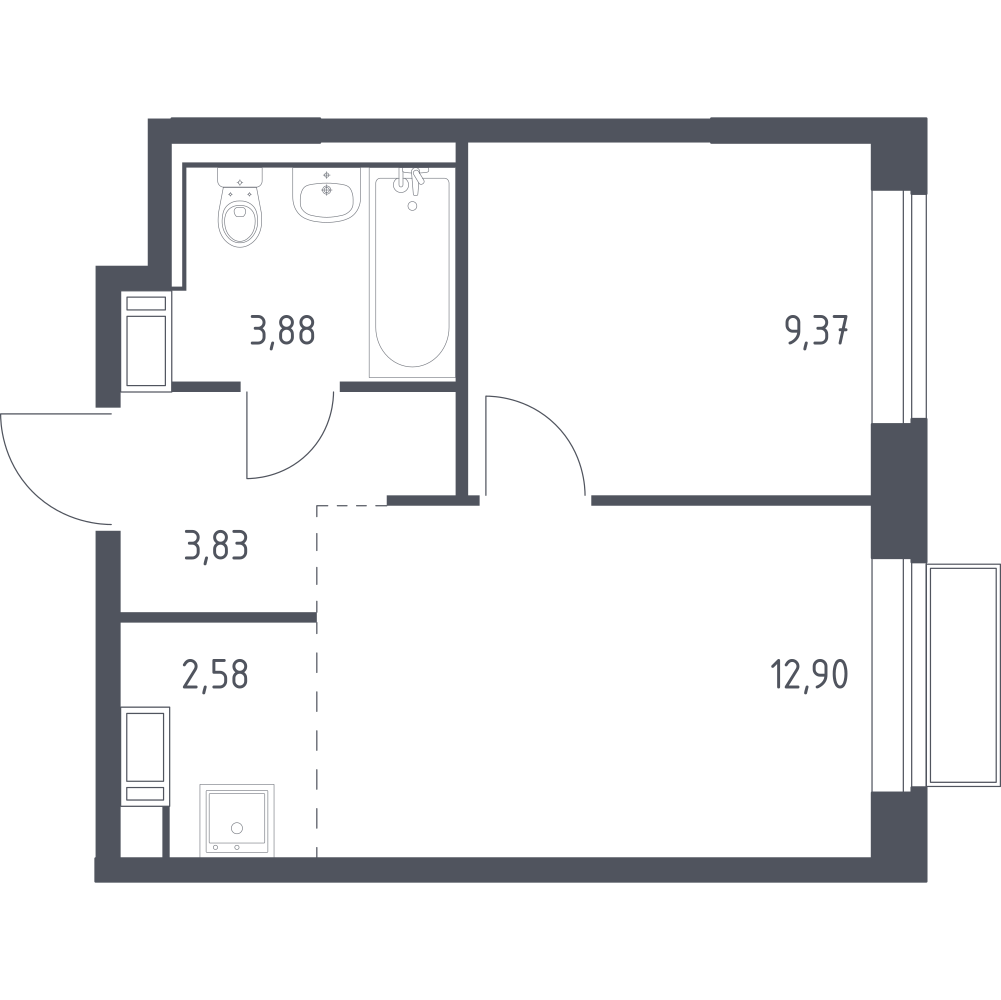 Студия 32 м2 в ЖК Томилино Парк корпус null этаж 13