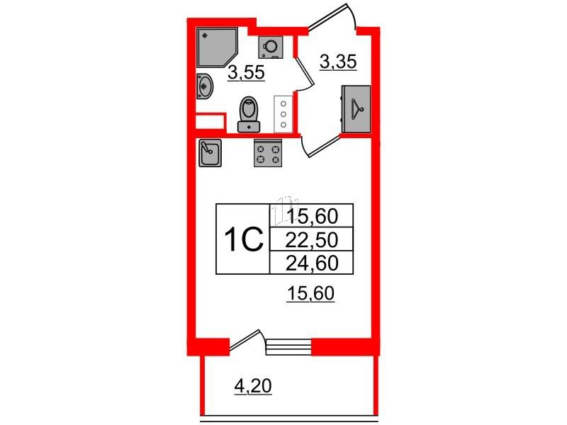 Студия 22 м2 в ЖК Бионика Заповедная корпус null этаж 12