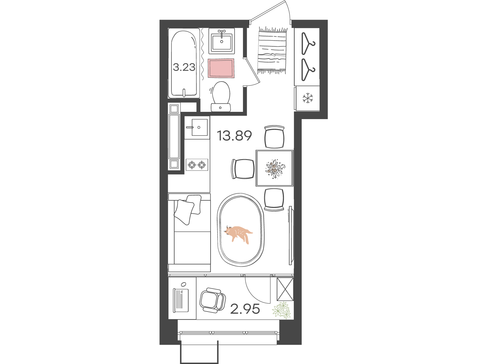 1-комнатная 20 м2 в ЖК Новая Жизнь - Львовская корпус null этаж 2