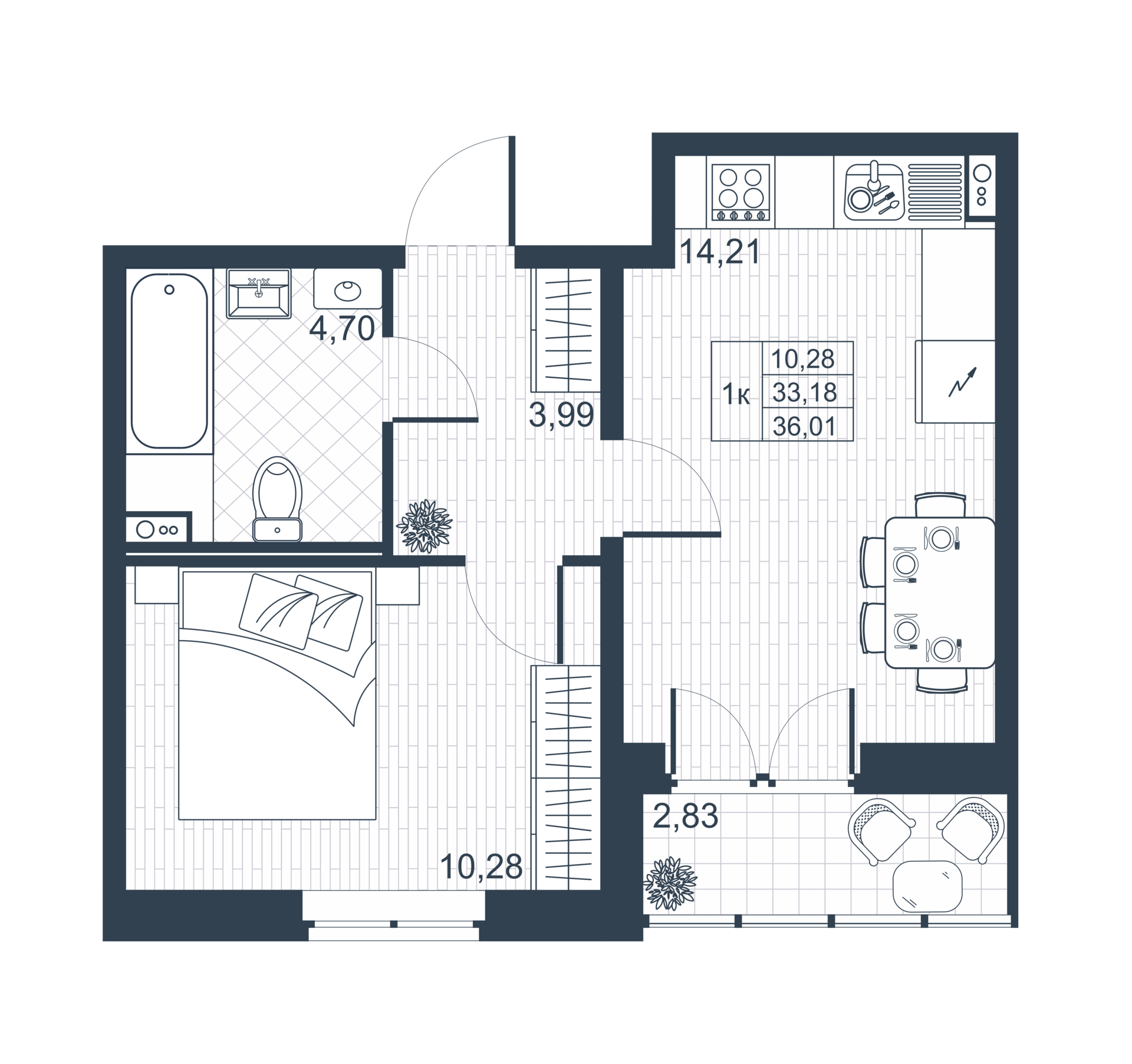 1-комнатная 33 м2 в ЖК Ново-Антропшино корпус null этаж 1
