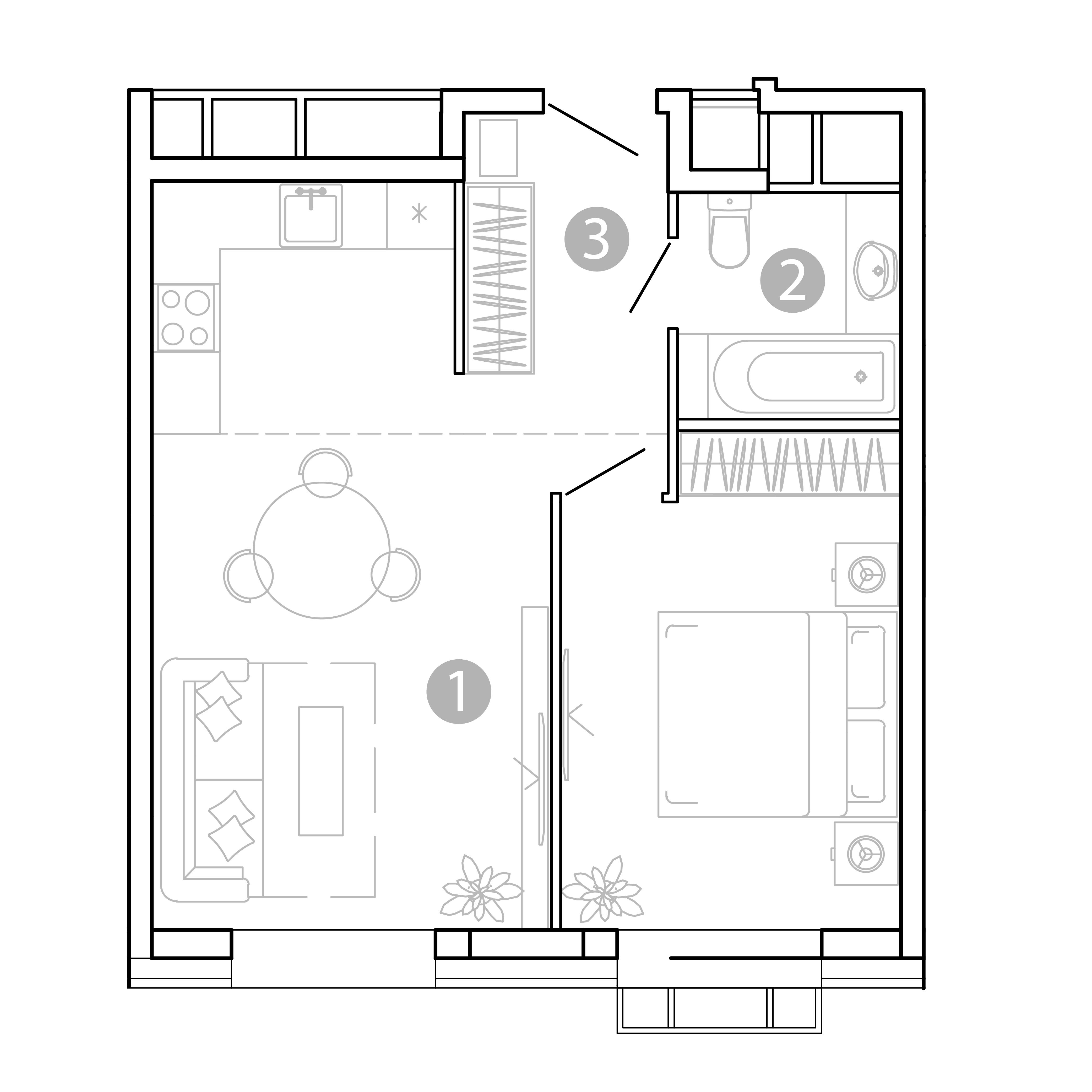 1-комнатная 43 м2 в ЖК Сенсация корпус null этаж 12