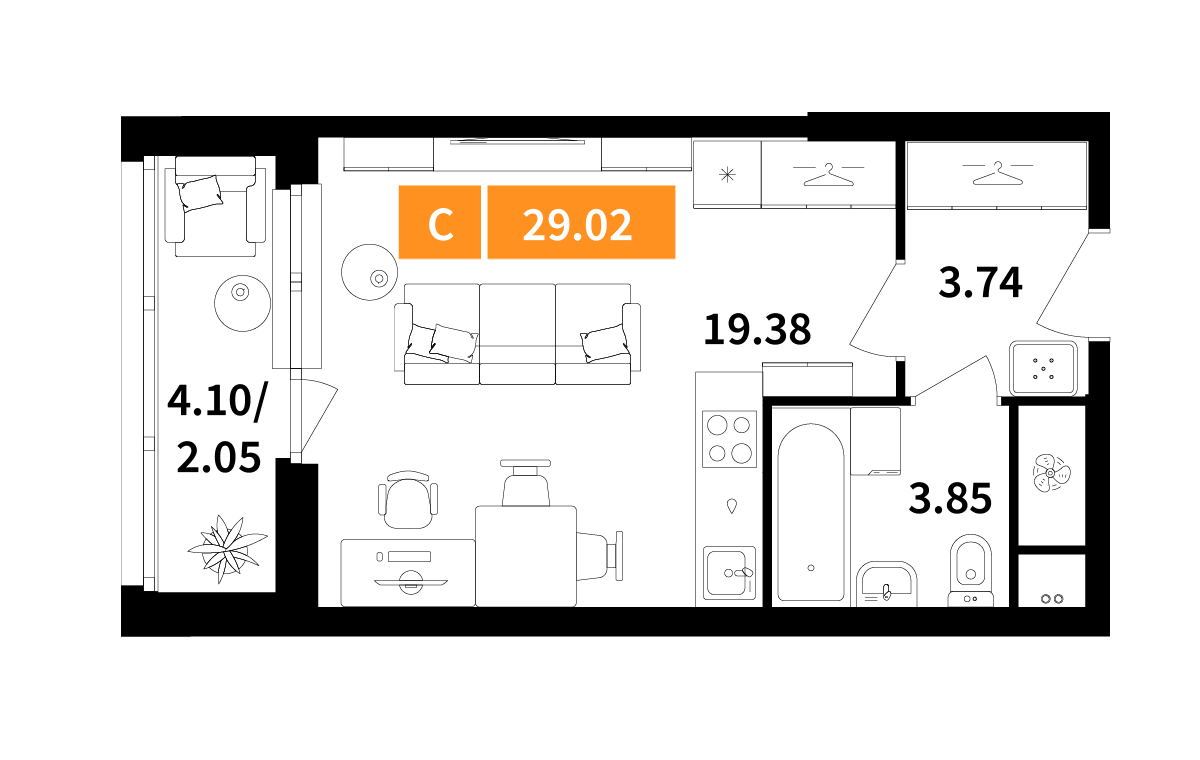 Студия 29 м2 в ЖК Планерный квартал корпус null этаж 8