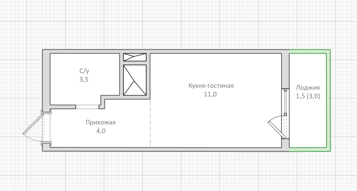 Студия 18.6 м2 в ЖК undefined корпус null этаж 20