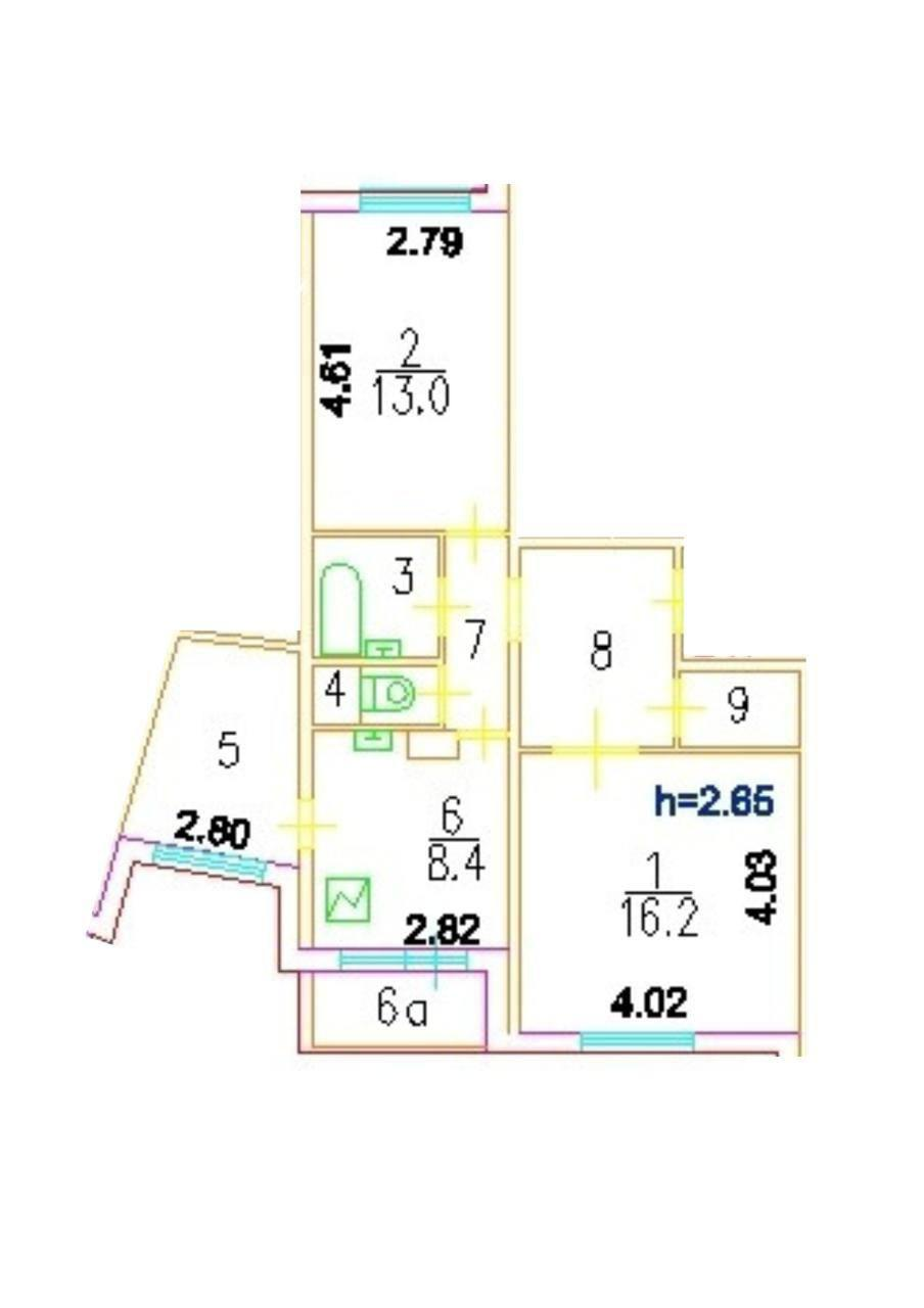 2-комнатная 59.5 м2 в ЖК undefined корпус null этаж 12