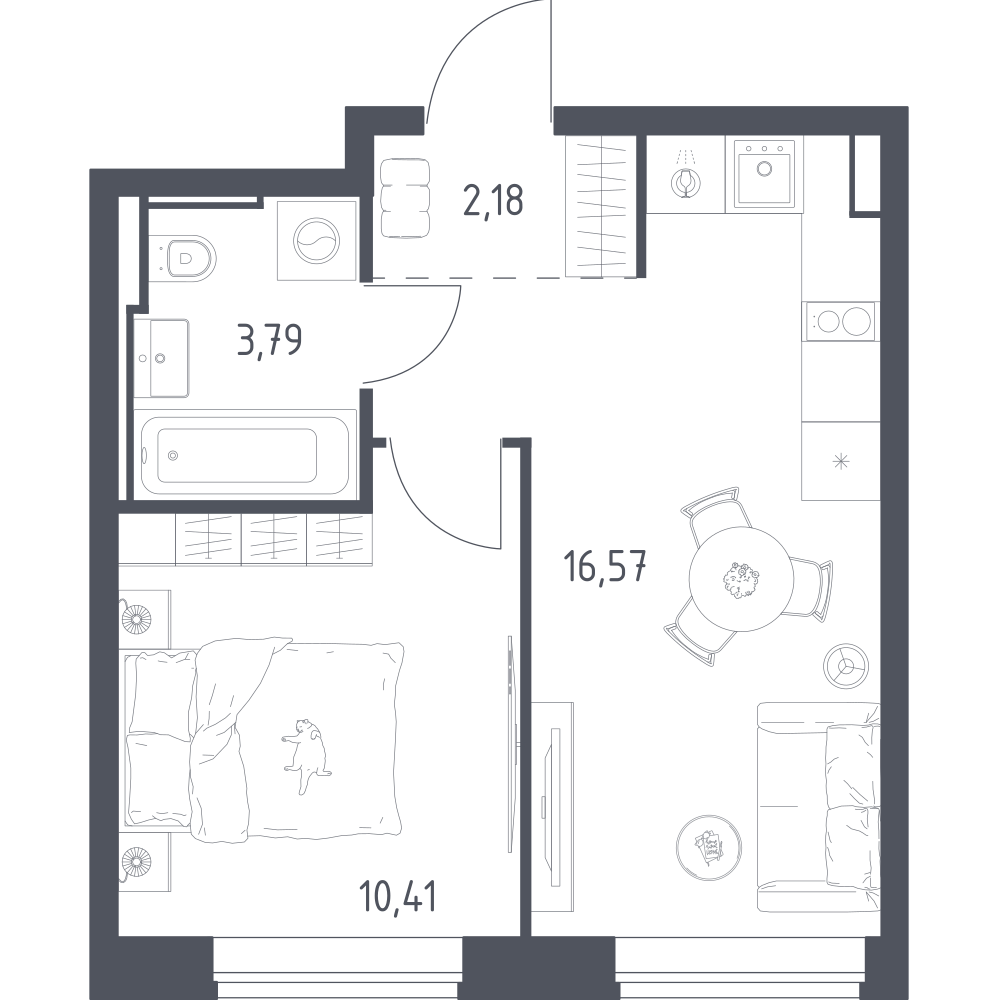 1-комнатная 32 м2 в ЖК Литературный Квартал корпус null этаж 9