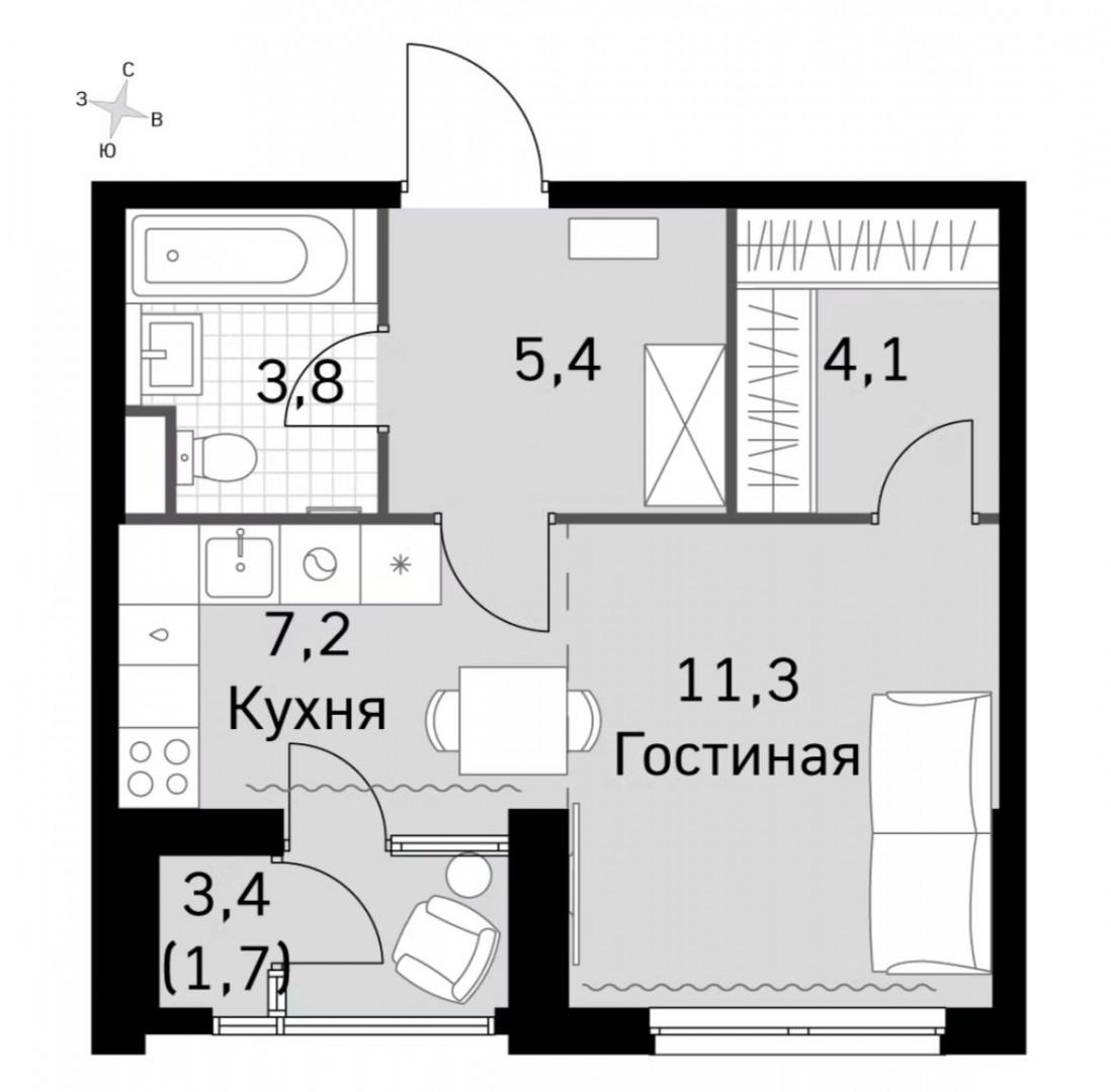 Студия 35 м2 в ЖК undefined корпус null этаж 20