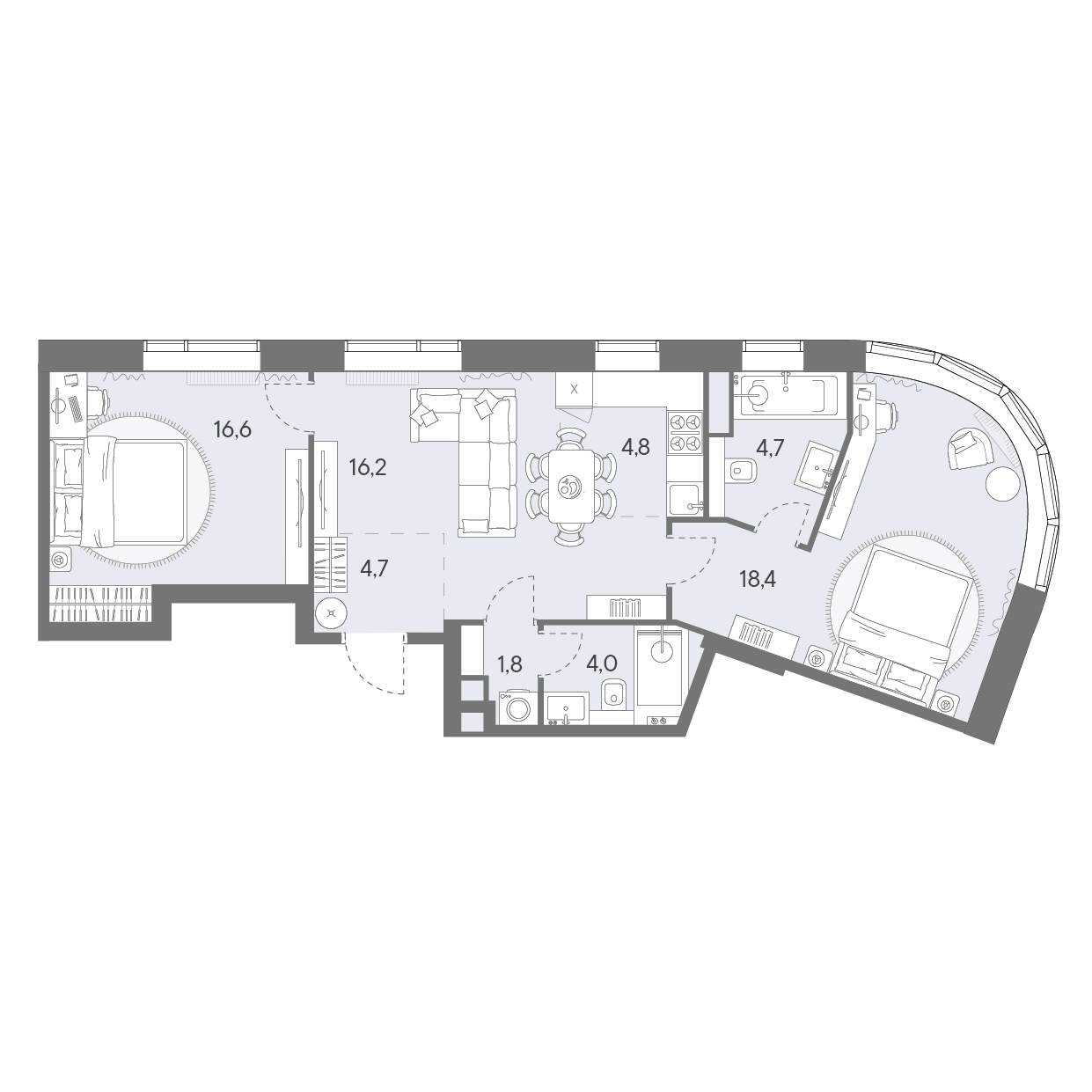 3-комнатная 71 м2 в ЖК Родина Переделкино корпус null этаж 5