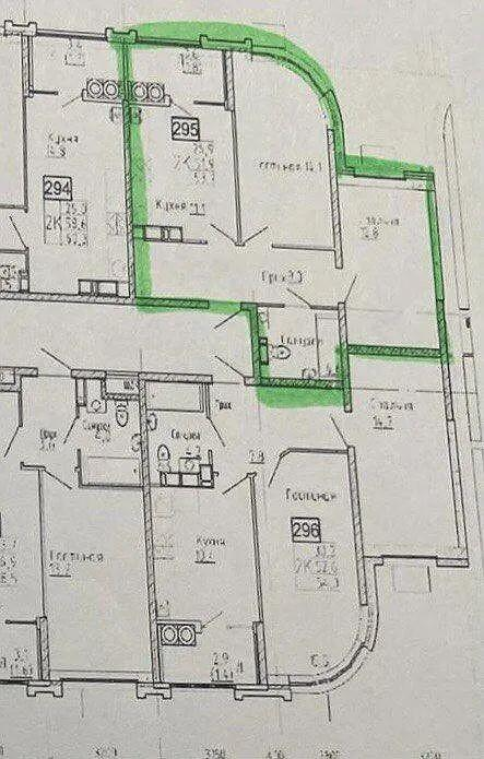 2-комнатная 54 м2 в ЖК undefined корпус null этаж 19