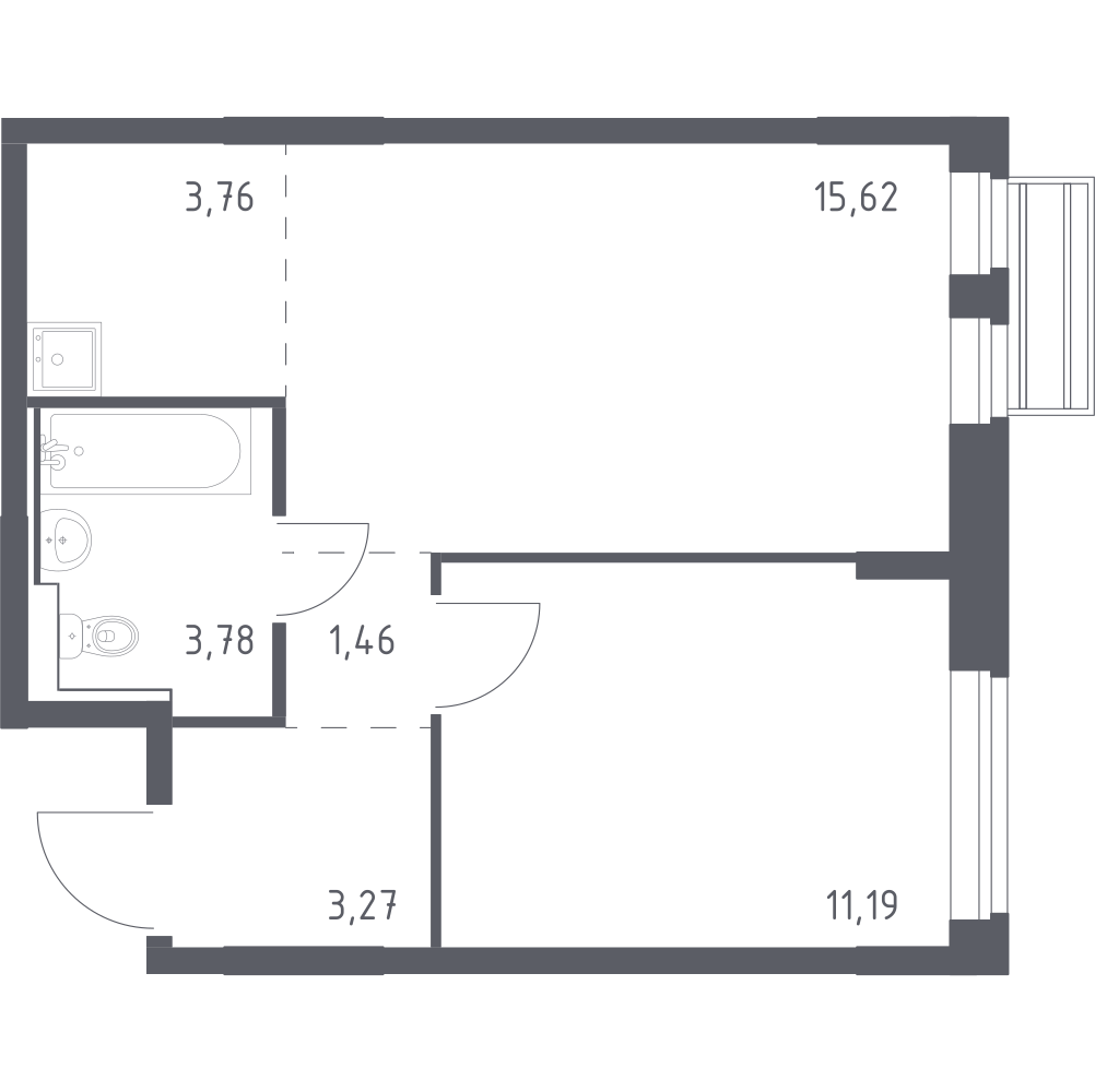Студия 39 м2 в ЖК Рублёвский Квартал корпус null этаж 7