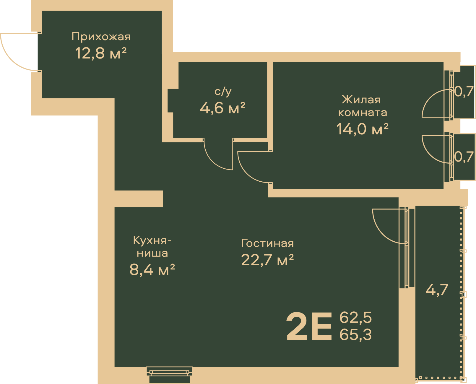 2-комнатная 65 м2 в ЖК Петропавловский корпус null этаж 5
