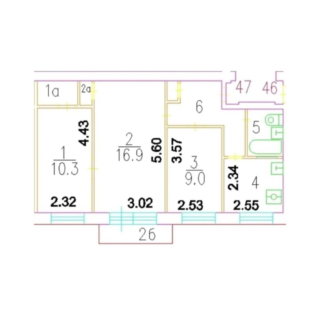 3-комнатная 54.5 м2 в ЖК undefined корпус null этаж 5
