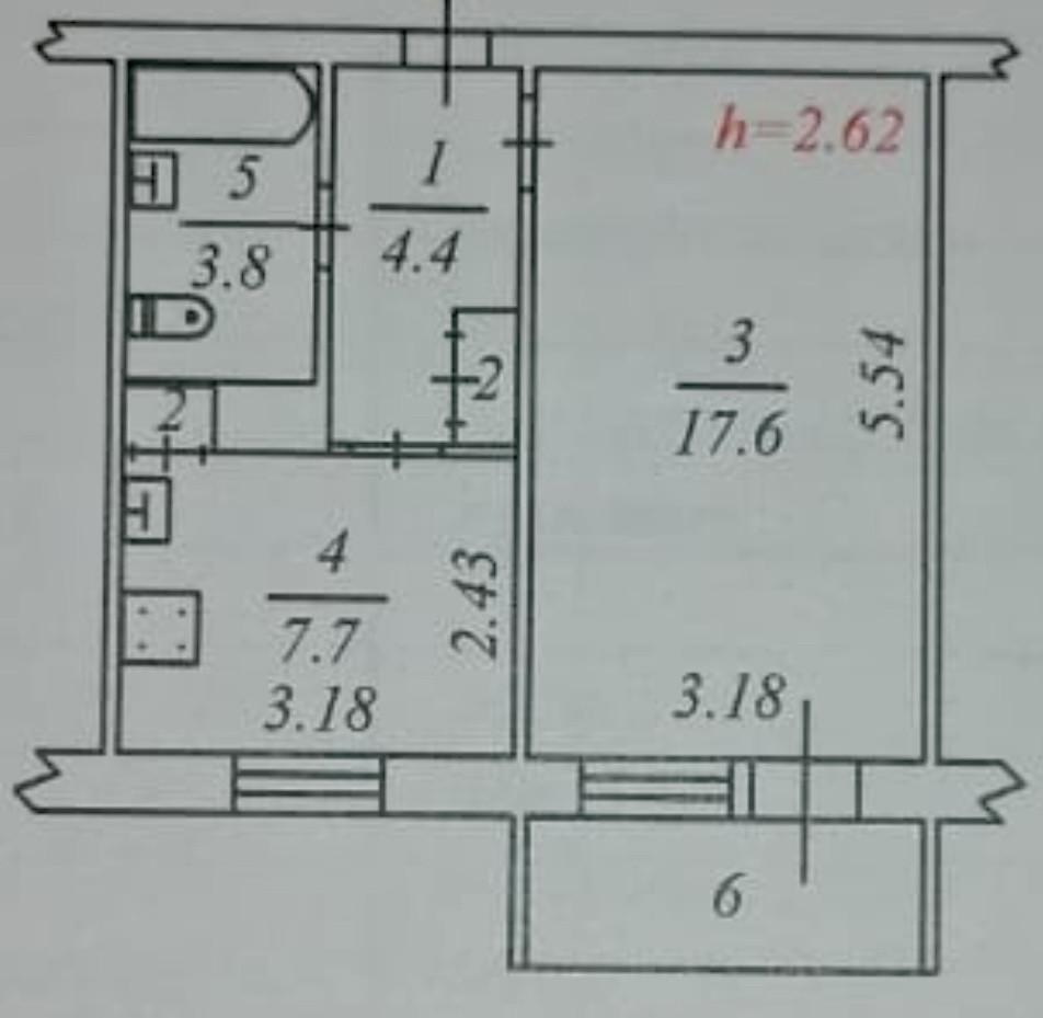 1-комнатная 34.4 м2 в ЖК undefined корпус null этаж 2