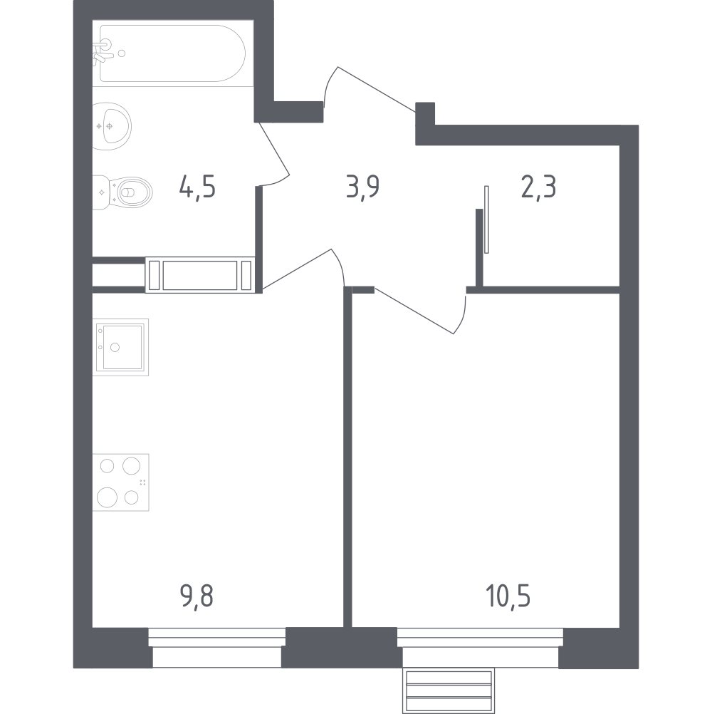 1-комнатная 30 м2 в ЖК Эко Бунино корпус null этаж 3