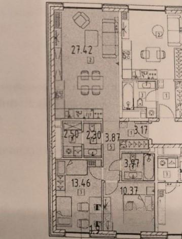 3-комнатная 67.7 м2 в ЖК undefined корпус null этаж 7