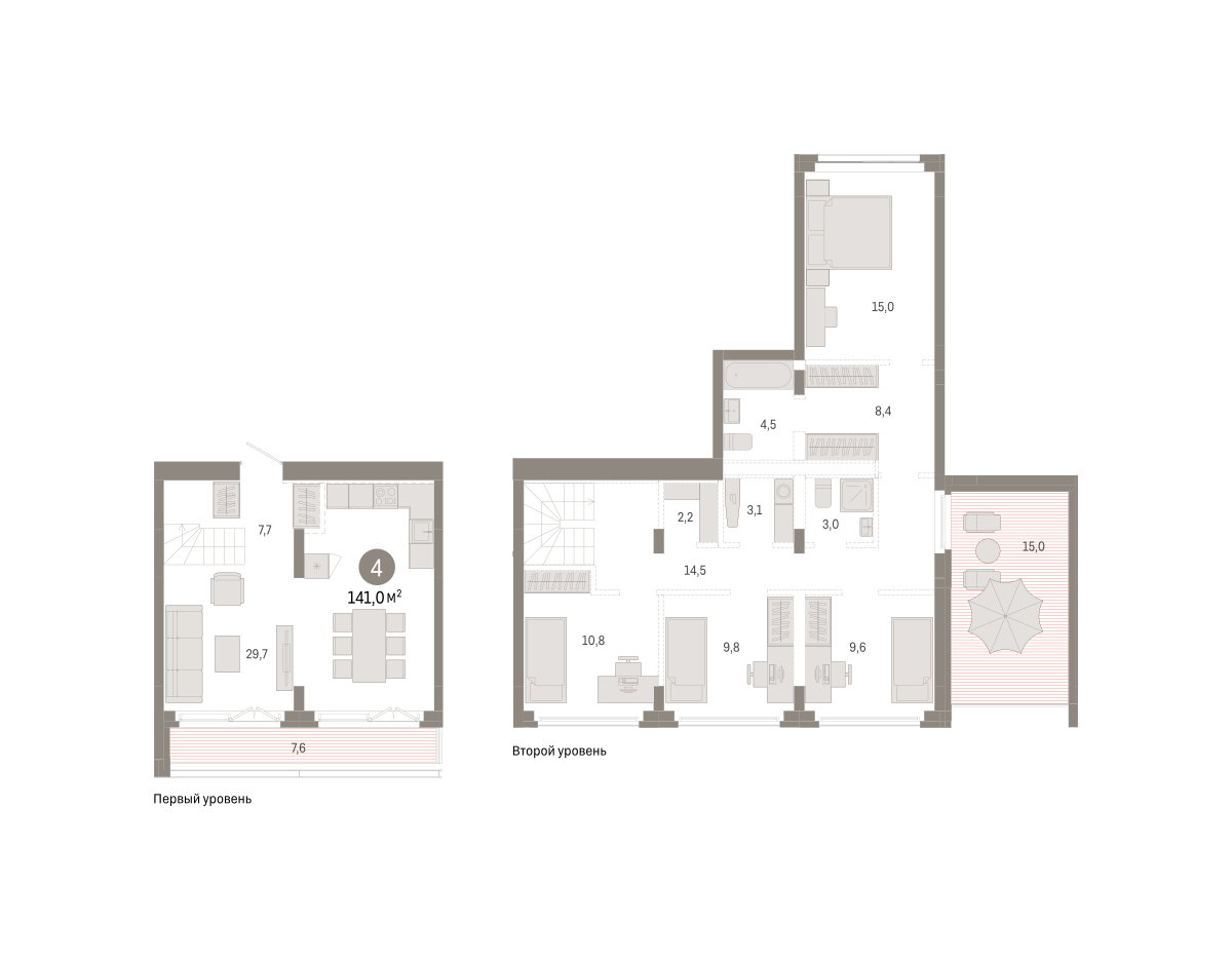 4-комнатная 140 м2 в ЖК Европейский берег корпус null этаж 6