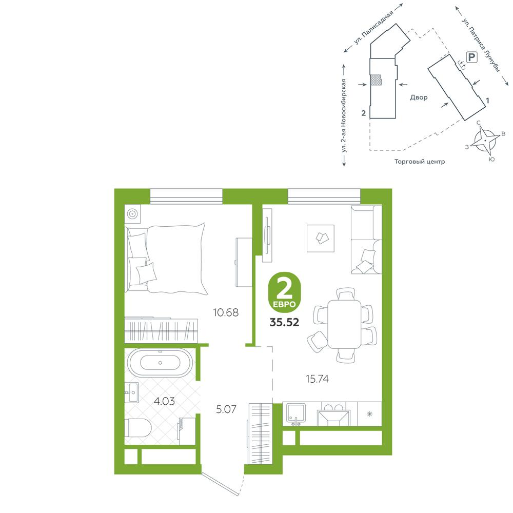 Студия 35 м2 в ЖК Бодровский корпус null этаж 22