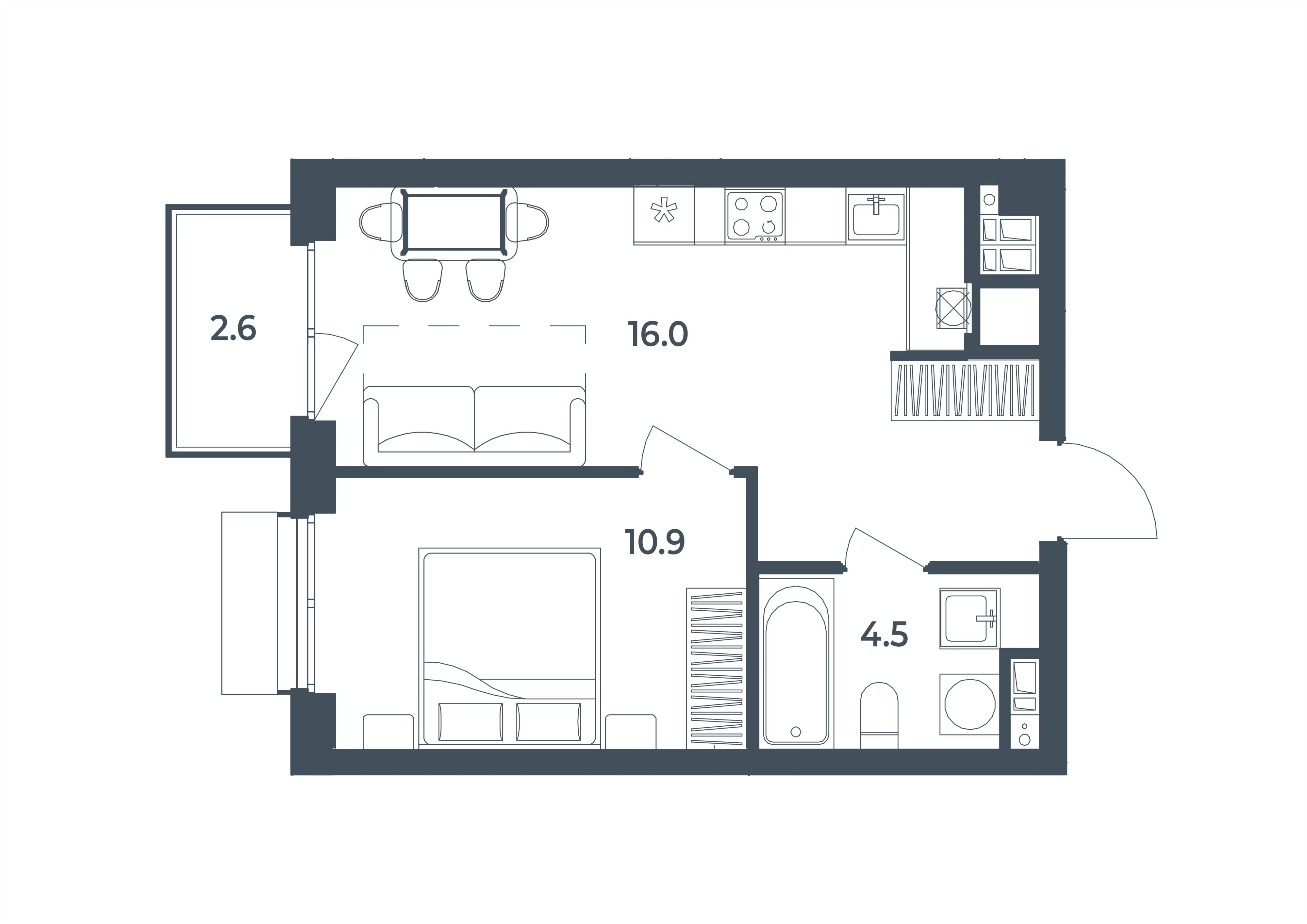 1-комнатная 38 м2 в ЖК РАЗУМ на Боевой корпус null этаж 10