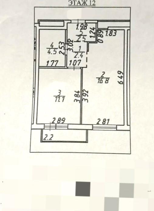 1-комнатная 39.5 м2 в ЖК undefined корпус null этаж 12
