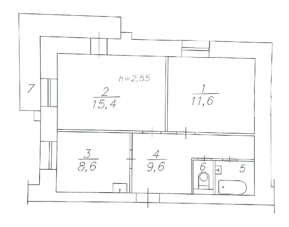 2-комнатная 50.7 м2 в ЖК undefined корпус null этаж 6