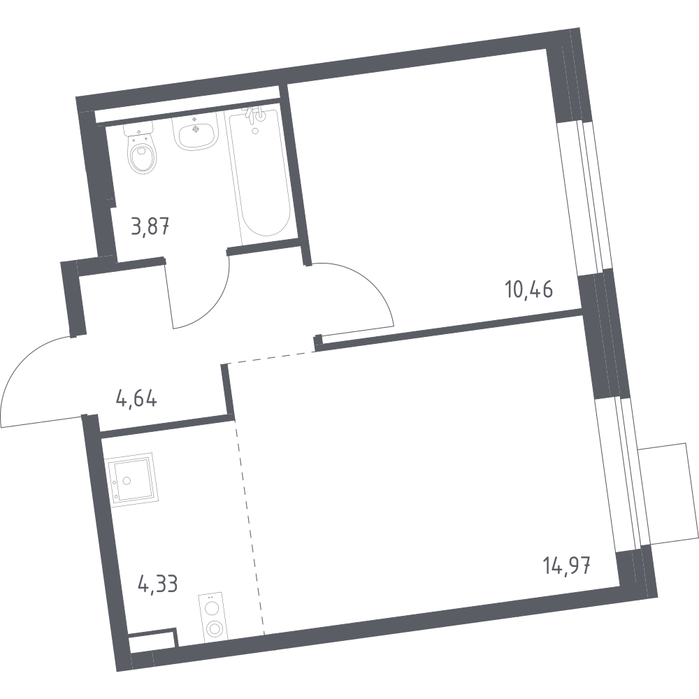 Студия 38 м2 в ЖК Подольские кварталы корпус null этаж 5