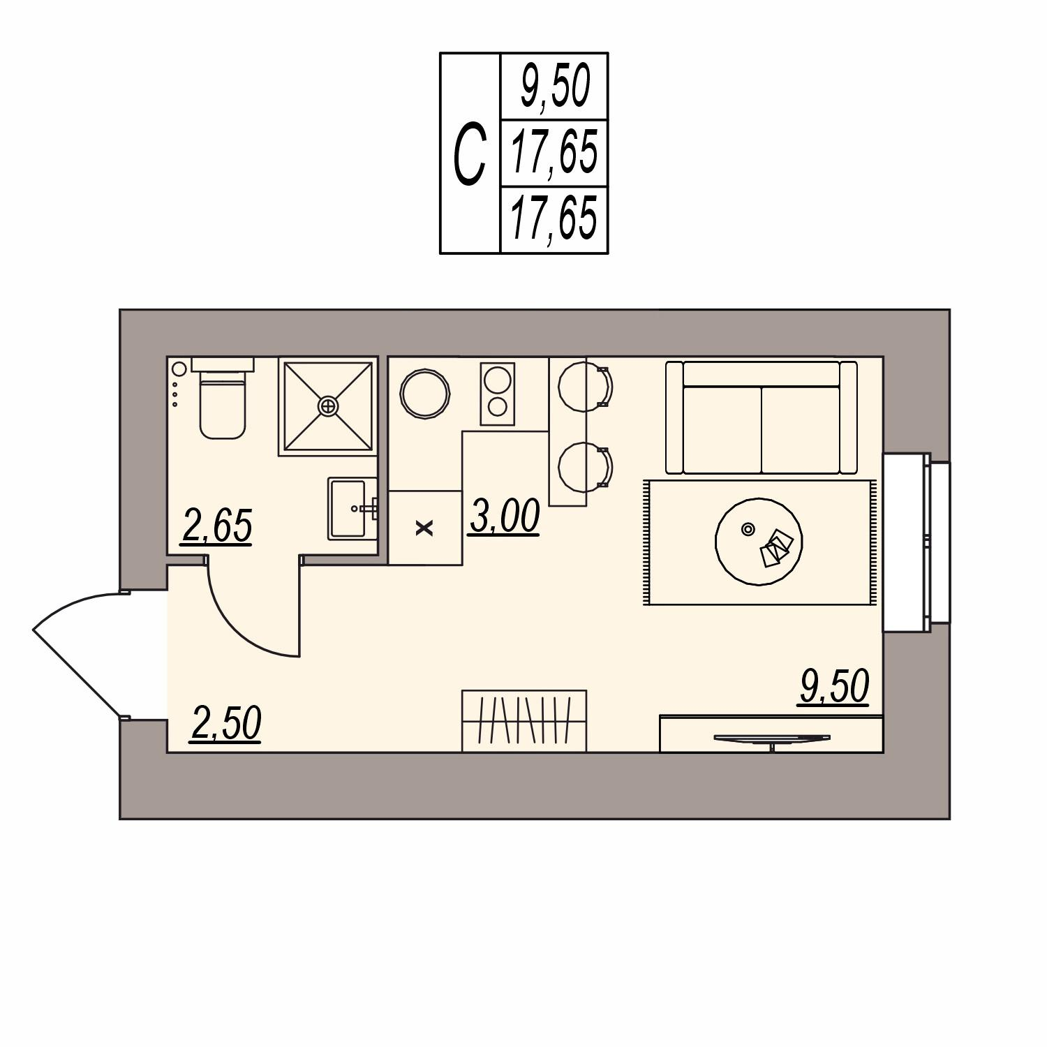 Студия 17 м2 в ЖК Герои поколений корпус null этаж 2